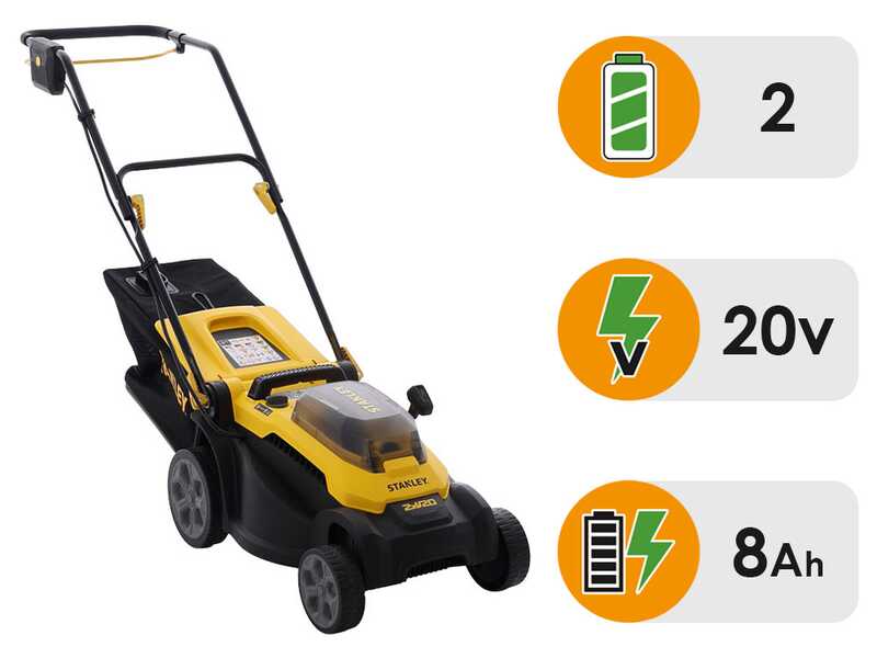 Stanley SCMWP3701M2-QW - Tagliaerba a batteria - 36V - 2x 18V 4.0Ah - Taglio 37 cm