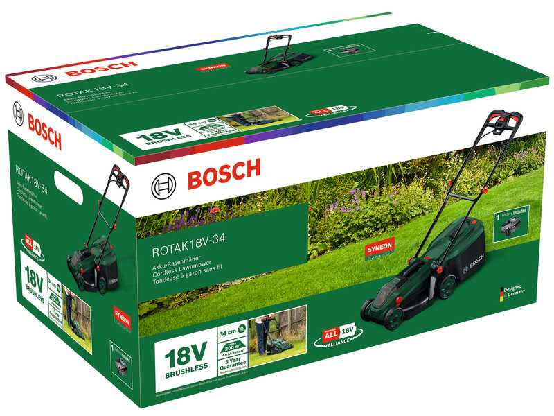 Bosch Rotak18V2-43 - Tagliaerba a batteria - 3X18V/4Ah - Taglio 43 cm