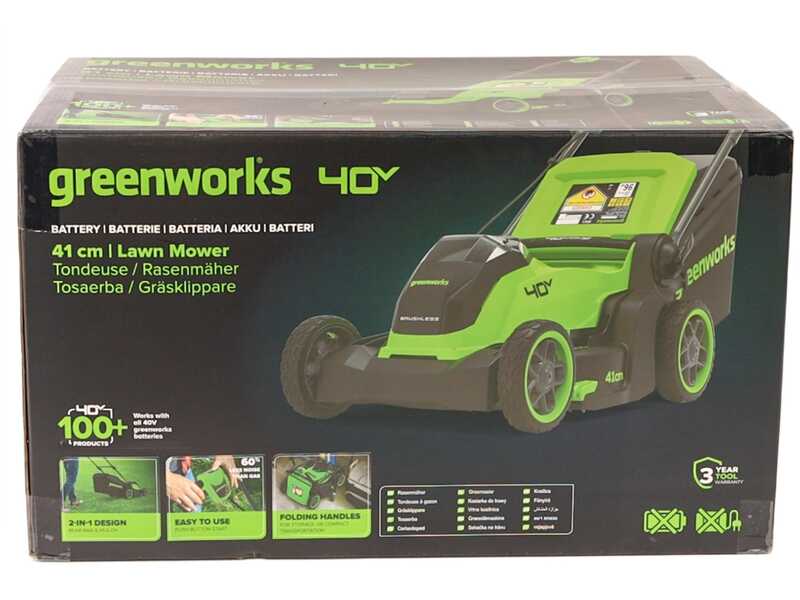Greenworks LM4104 - Tagliaerba a batteria 40V - SENZA BATTERIA E CARICABATTERIA