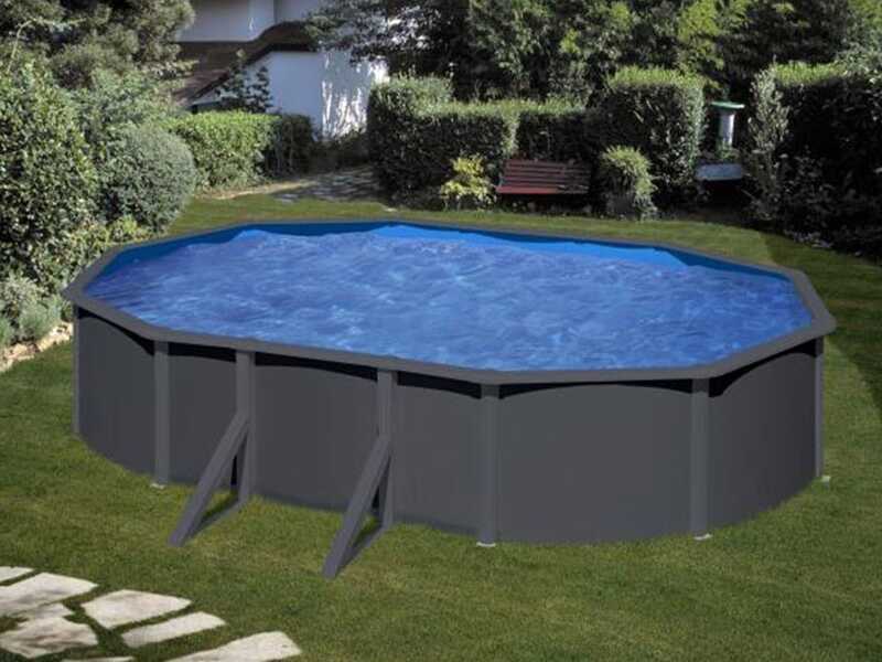 Gre Anthracite Ovale 610x375x120 cm - Piscina fuori terra in acciaio