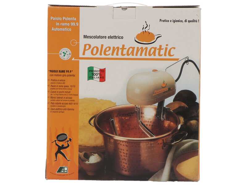 OUTLET - UTILIZZATO PER PROVA - LAR Polentamatic - Paiolo in rame elettrico martellato per polenta a base piana 6.5L - max 8W