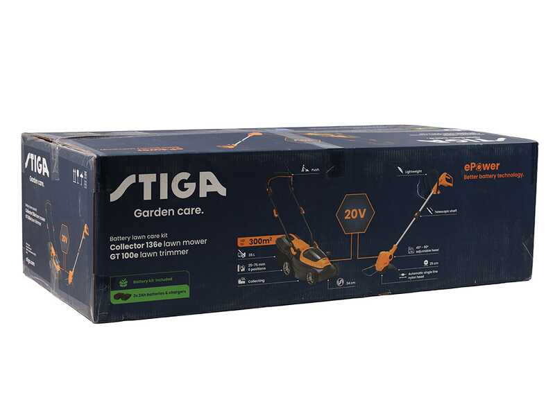 Stiga Collector 136e Kit + GT 100e - Kit Tagliaerba a batteria + Tagliabordi a batteria - 40V - 2x 20V/2Ah