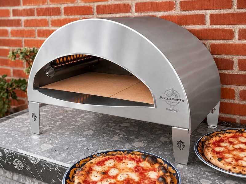 Pizza Party Emozione Silver - Forno a gas per pizza da esterno - Camera di cottura 40x70 cm - Piano cottura in biscotto