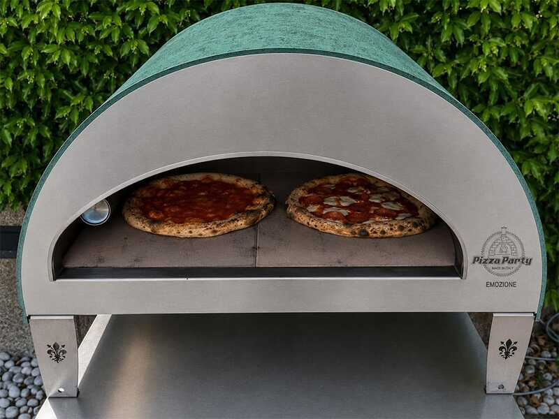 Pizza Party Emozione Acquamarina - Forno a gas per pizza da esterno - Camera di cottura 40x70 cm - Piano cottura in refrattario