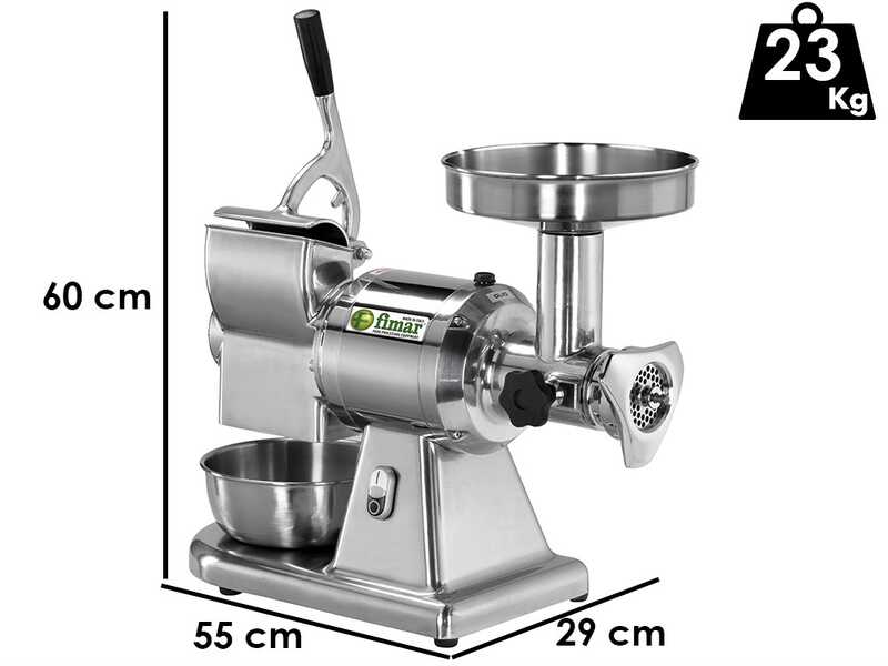 OUTLET - PICCOLI DIFETTI ESTETICI - Fimar TC12T - Tritacarne elettrico - Con grattugia integrata - Gruppo macinazione in alluminio - 230V