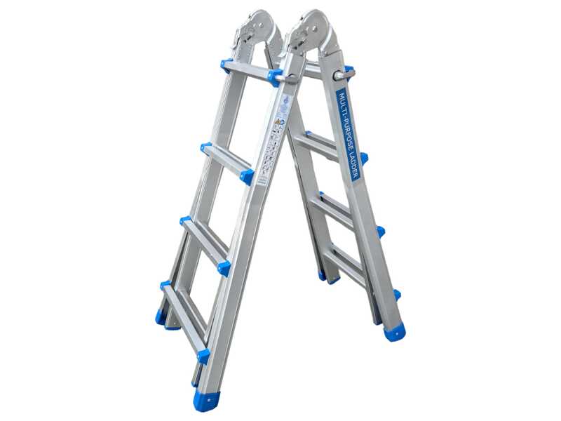 S.T.P. New Blue A20NB4, 2x8 gradini, 4.44 m - Scala in alluminio telescopica - Altezza stimata operativa 5.44 m
