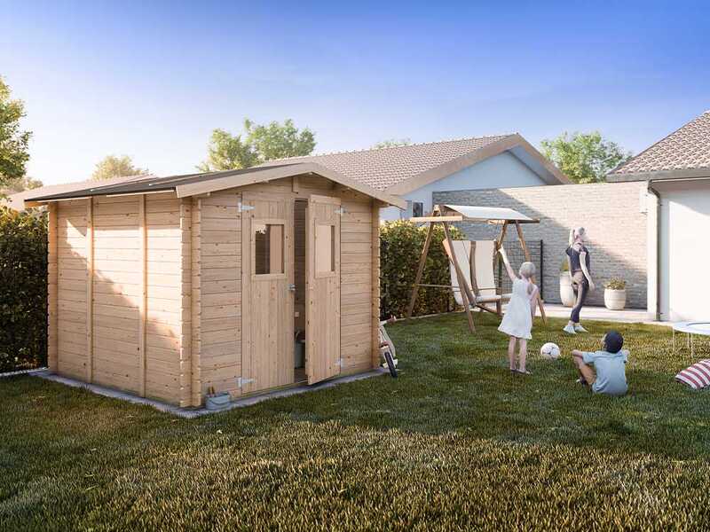 Alce Iris 249x249 - Casetta da giardino in legno - Con finestre e porta a doppia anta - 249x249x207 cm