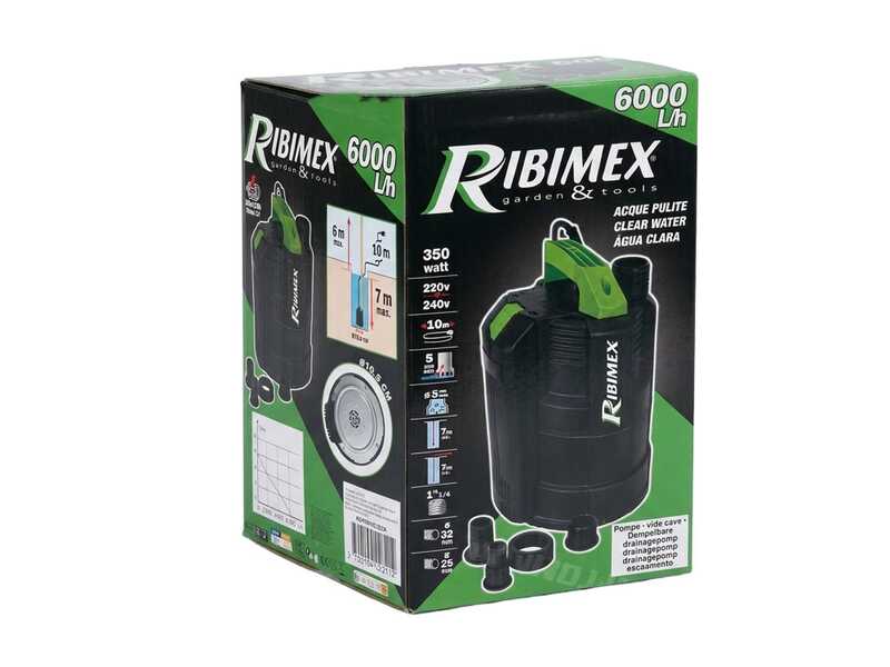 Ribimex PRPVC365A - Pompa sommersa elettrica acque chiare - 350W - Raccordi 25/32 mm