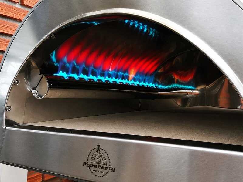 Pizza Party Ardore Silver - Forno a gas per pizza da esterno - Camera di cottura 40x40 cm - Piano cottura in mattoni refrattari
