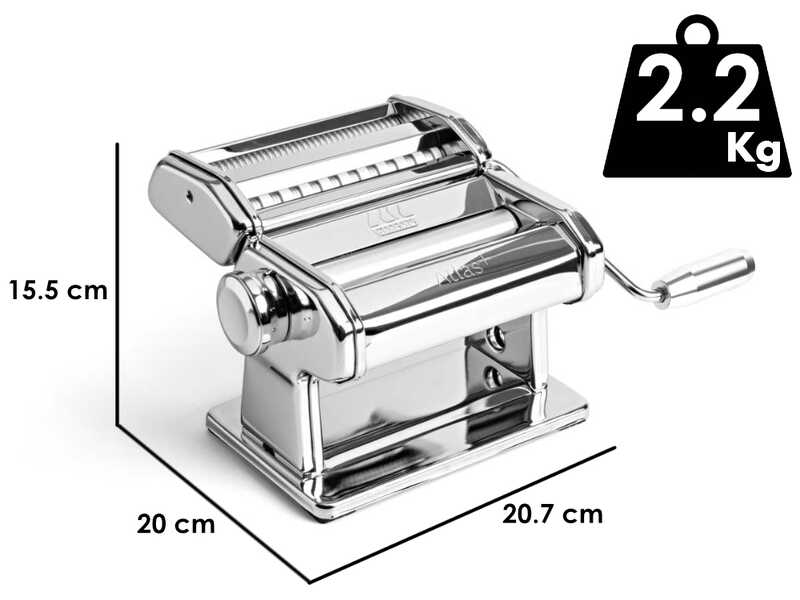 Marcato Atlas+ Design - Macchina per la pasta manuale in acciaio cromato
