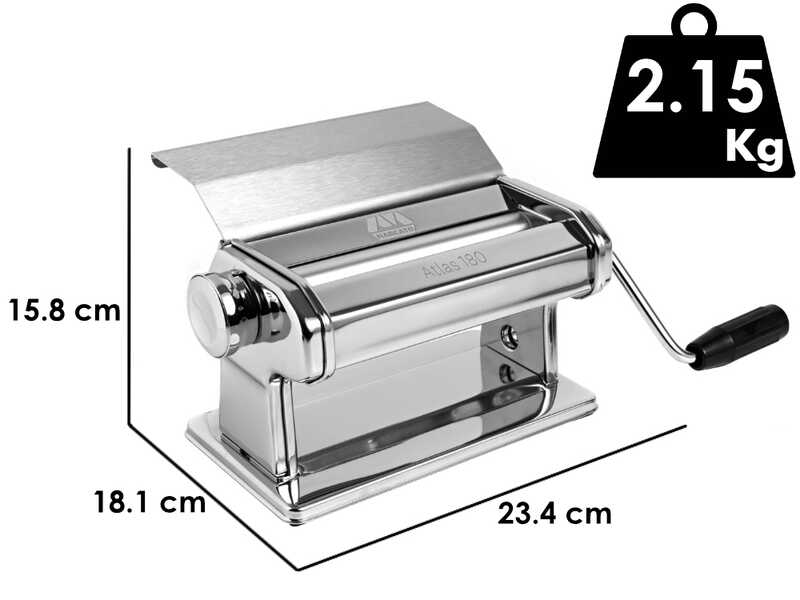 Marcato Atlas 180 Slide - Macchina per la pasta manuale in acciaio cromato