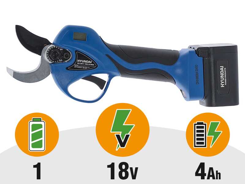 Hyundai SC-8608A - Forbice elettrica da potatura - 32 cm - 18V 4Ah