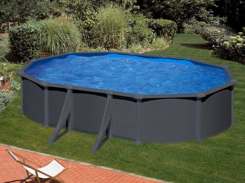 Gre Anthracite Ovale 500x300x132cm - Piscina fuori terra in acciaio