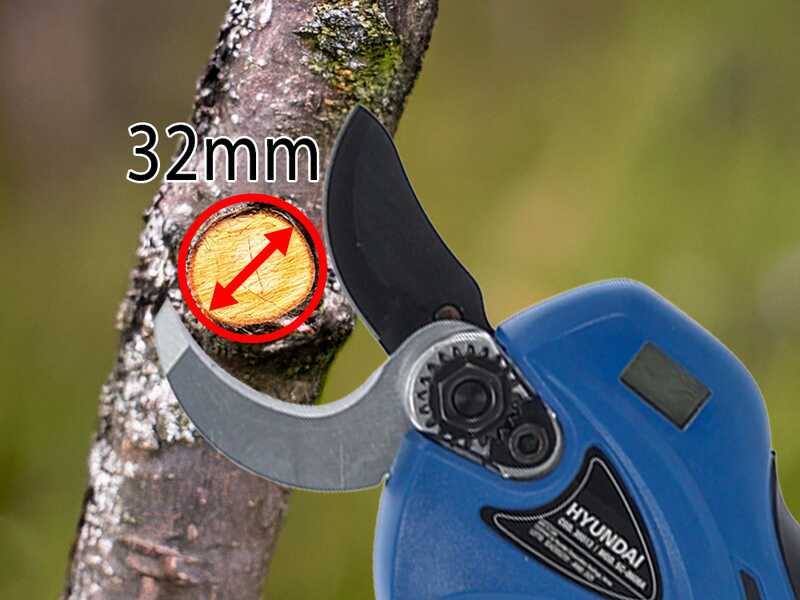 Hyundai SC-8608A - Forbice elettrica da potatura con taglio progressivo - 32 cm - 18V 4Ah
