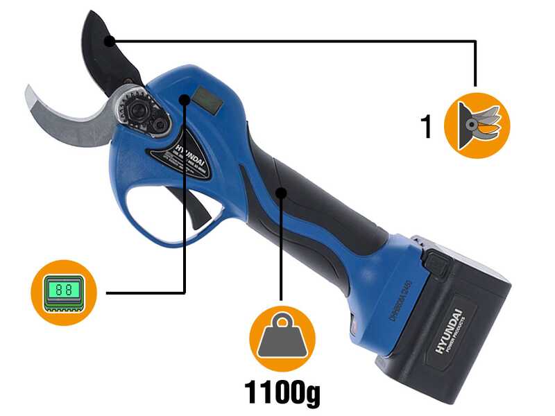 Hyundai SC-8608A - Forbice elettrica da potatura con taglio progressivo - 32 cm - 18V 4Ah