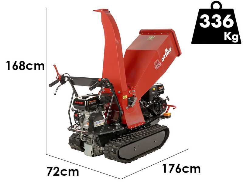 Attila ATS 1300 L TRACK - Biotrituratore semovente a cingoli su motocarriola - Motore Loncin da 420CC