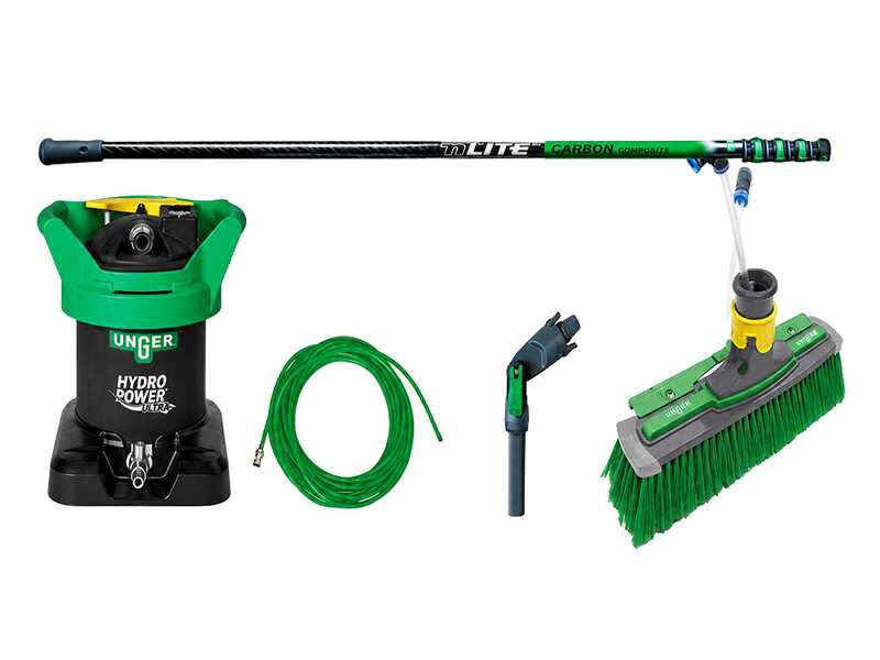 Unger Hydropower Ultra DI - Kit per pulizia vetri e pannelli fotovoltaici - Asta telescopica in carbonio 170-600 cm