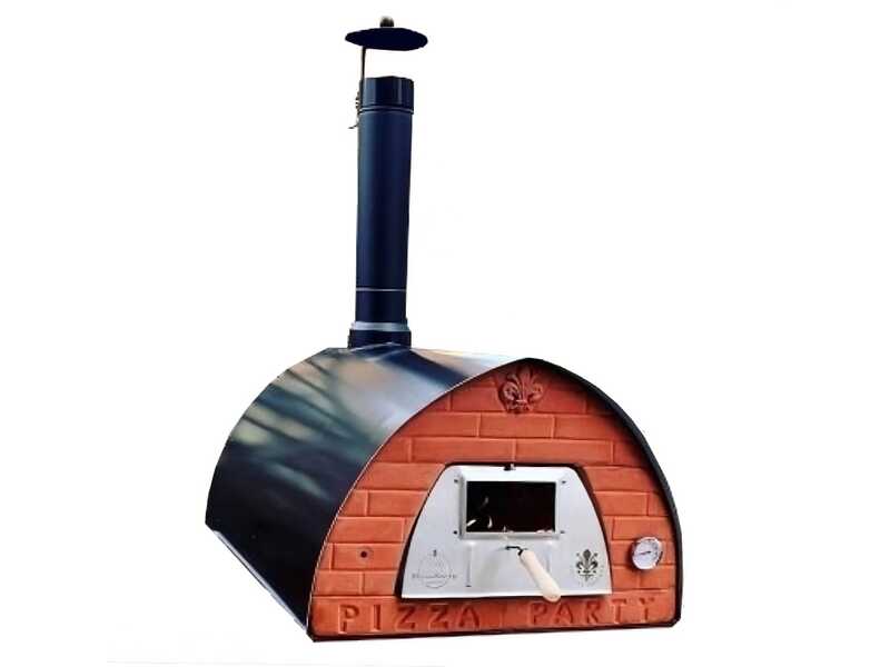 Pizza Party Pizzone - Forno a legna per pizza da esterno - Camera di cottura 60x80 cm - Piano cottura in mattoni refrattari