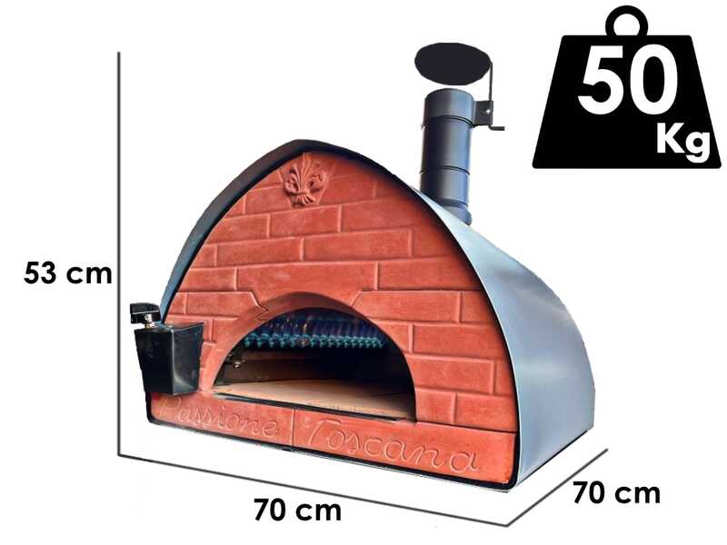 Pizza Party Bollore - Forno ibrido 2 in 1 Gas/Legna per pizza - Camera di cottura 60x60 cm - Piano cottura in mattoni refrattari