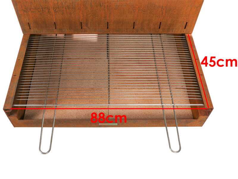 Folpo - Barbecue a legna e carbone in Corten con carrello