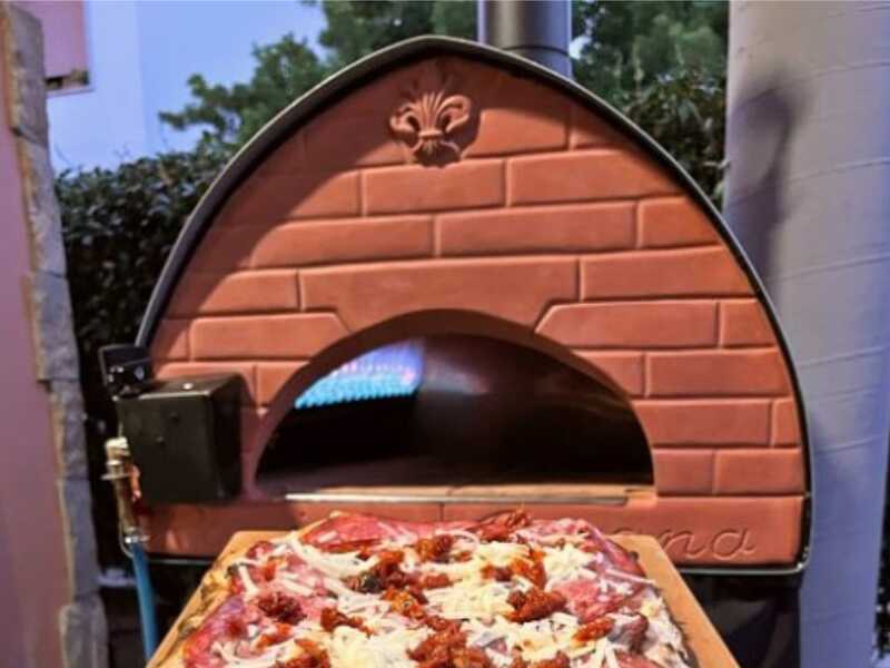 Pizza Party Bollore - Forno ibrido 2 in 1 Gas/Legna per pizza - Camera di cottura 60x60 cm - Piano cottura in biscotto