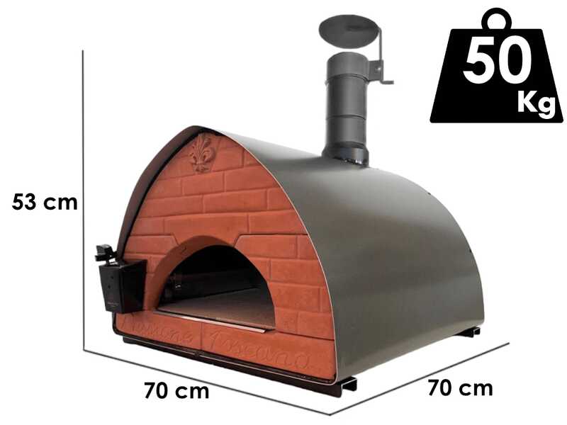 Pizza Party Bollore Pietra - Forno ibrido 2 in 1 Gas/Legna per pizza - Camera di cottura 60x60 cm - Piano cottura in mattoni refrattari