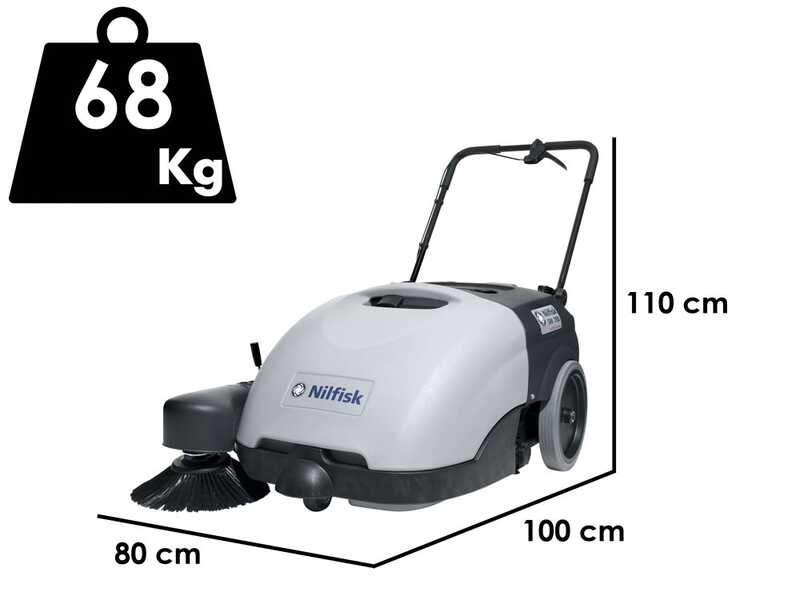 OUTLET - SENZA IMBALLO ORIGINALE - Nilfisk SW750 - Spazzatrice trazionata a batteria con cesto di raccolta 12V - 46Ah