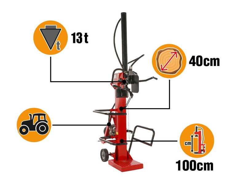 GeoTech Pro LSP 13-100 VT - Spaccalegna a trattore - Verticale