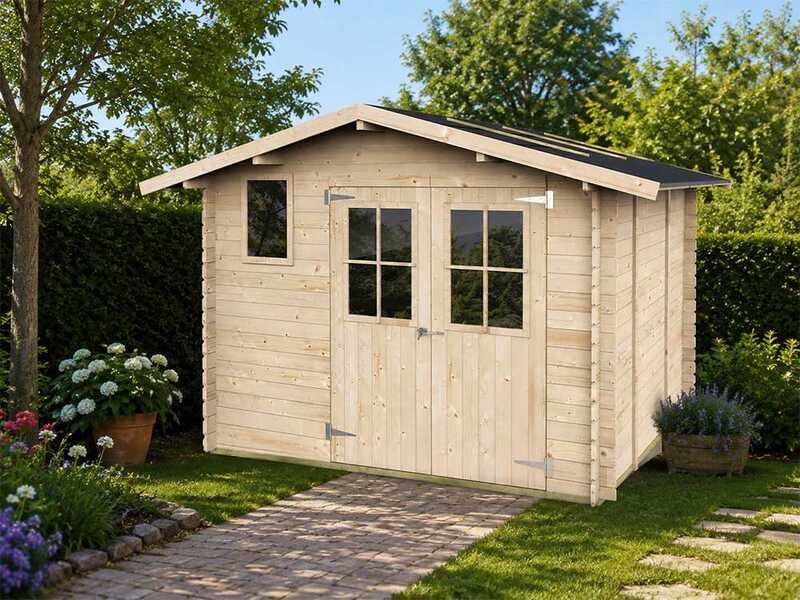 Alce Elena Express 296x296 - Casetta da giardino in legno - Con finestre e porta a doppia anta - 296x296x219 cm