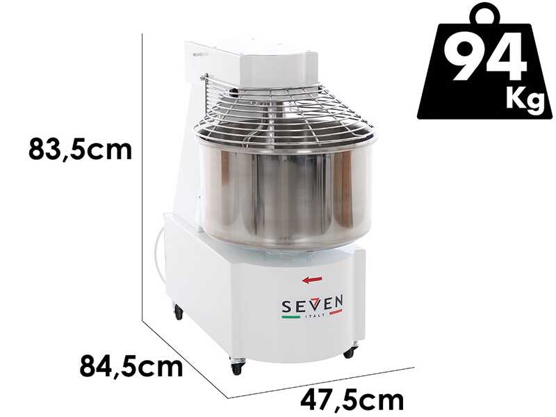 Seven Italy GH H 40 TR 2 V - Impastatrice a spirale - Da 36 Kg trifase a 2 velocit&agrave; ad alta idratazione