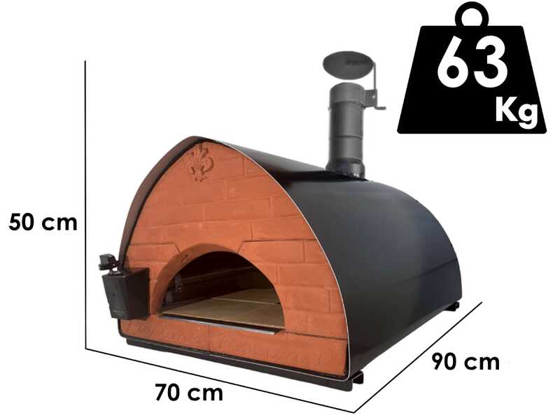 Pizza Party Passione - Forno ibrido 2 in 1 Gas/Legna per pizza - Camera di cottura 80x60 cm - Piano cottura in mattoni refrattari
