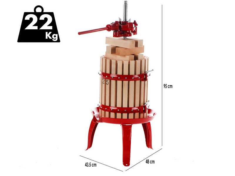 OUTLET - UTILIZZATO PER PROVA - Baesso Torchio 25 - Torchio per uva manuale - 20 lt