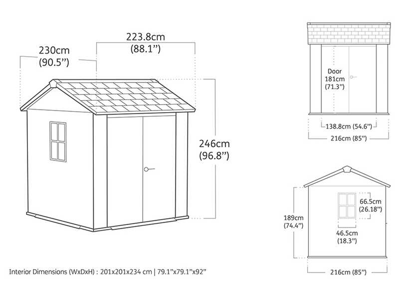 Keter Newton plus 757/775 grigia - Casetta da giardino - Con finestre - 230x223.8x246 cm