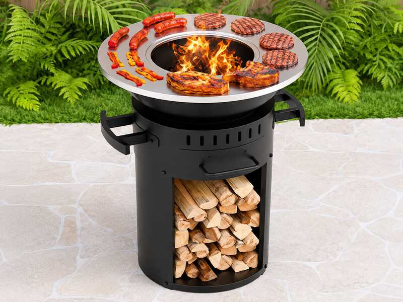 OUTLET - PICCOLI DIFETTI ESTETICI - Royal Food FOL-3400 - Barbecue a legna e carbone - Piastra e griglia in acciaio inox
