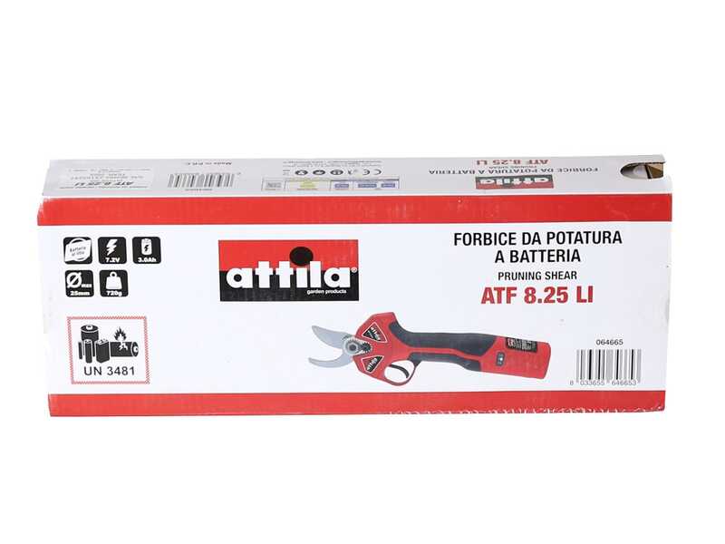 Attila ATF 8.25 LI - Forbice da potatura con batteria integrata - 7.2V 3.0Ah - Diametro di taglio 25mm
