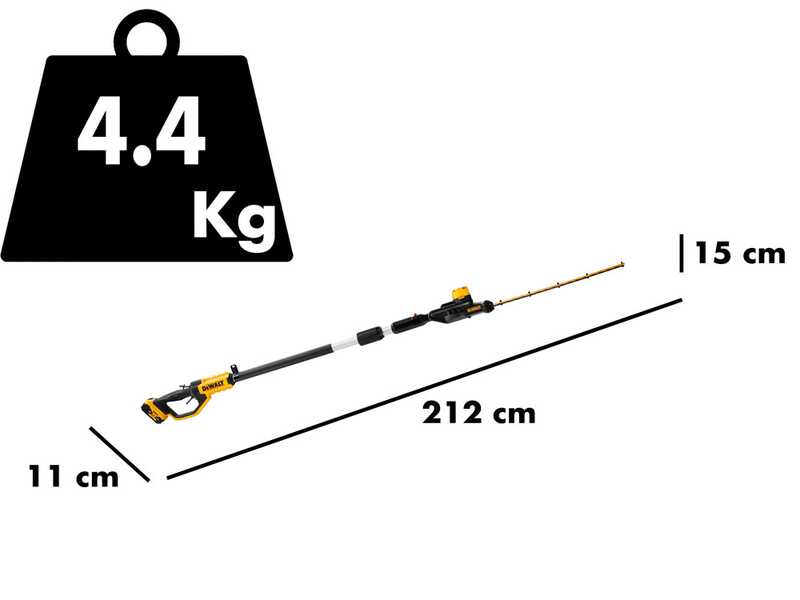 OUTLET - SENZA IMBALLO ORIGINALE - DeWalt DCMPH566P1-QW - Tagliasiepi elettrico su asta orientabile - Batteria 18V 5Ah
