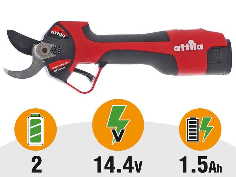 Attila ATF 15.30 LI - Forbice elettrica da potatura - 2x 14.4V/1.5Ah - Diametro di taglio 30mm