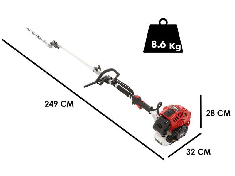 OUTLET - UTILIZZATO PER PROVA - GeoTech GT-2 43 L - Tagliasiepi a scoppio su asta di prolunga - Lama da 56 cm
