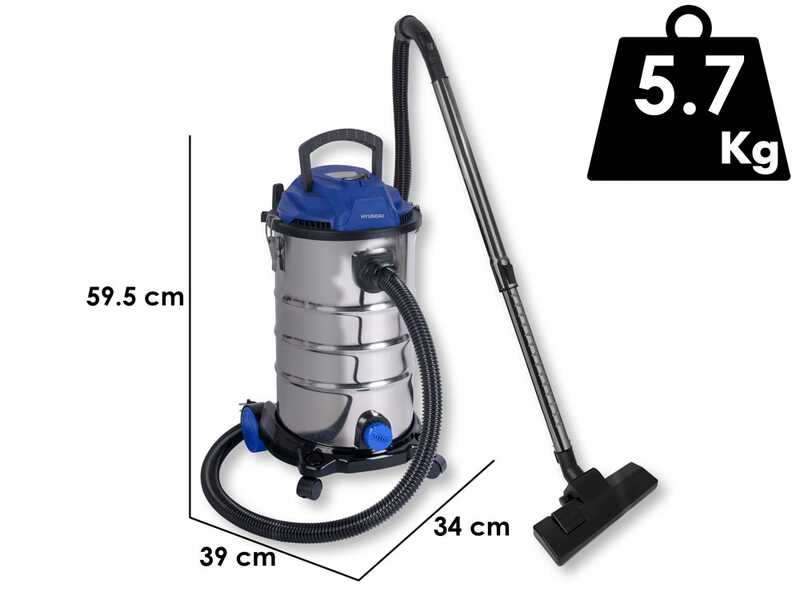 Hyundai MWD182-1200W-30L - Aspirapolvere aspiraliquidi - Bidone da 30 lt - Potenza 1200 W