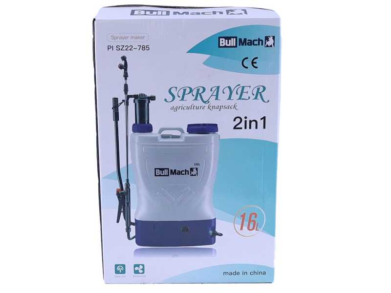 OUTLET - UTILIZZATA PER PROVA - BullMach Pandora 16EM LA - Pompa irroratrice a spalla elettrica a batteria e manuale - 12V - 8Ah