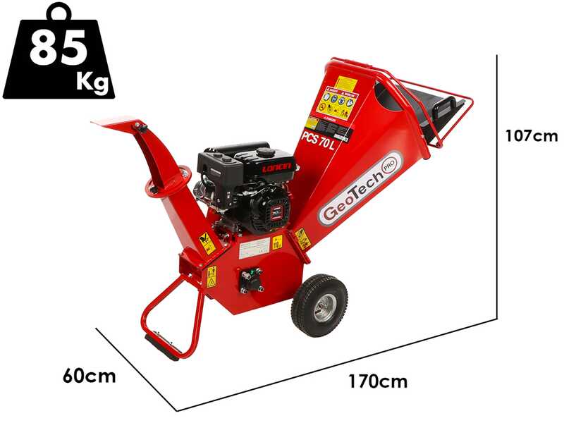 GeoTech Pro PCS70L - Biotrituratore a scoppio professionale  - Motore Loncin 7 HP