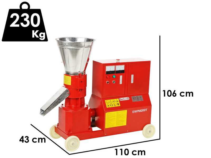 GeoTech Pro EWPM200T - Pellettatrice trifase - Produzione in casa del pellet da riscaldamento
