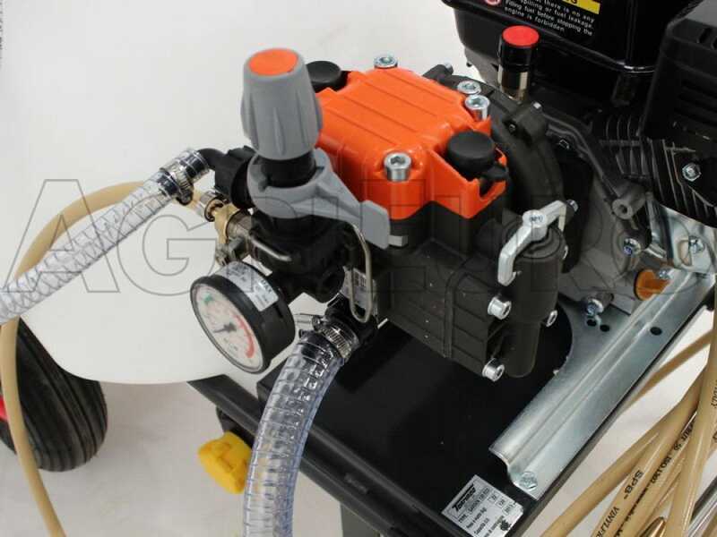 Kit motopompa irrorazione con gancio Comet MP30/Loncin G200F con carrello e serbatoio 120L