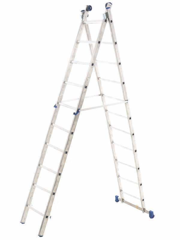 Marchetti Azzurra A2 A210, 2x10 gradini, 5.30 m - Scala in alluminio allungabile - Altezza stimata operativa 6.30 m