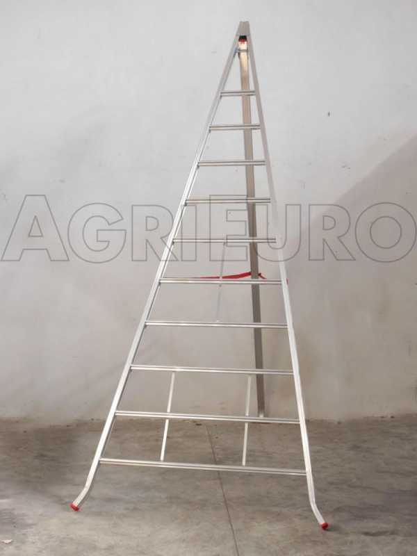 Scala a tre piedi agricola in alluminio Country, 10 gradini, 3.45 m - da potatura - conica - Altezza stimata operativa 4.45 m