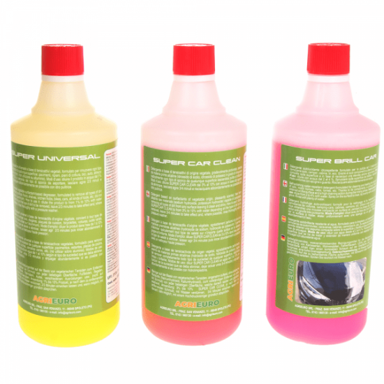 Set 3 detergenti professionali per idropulitrici - specifici per la pulizia Auto e affini - 3 flaconi da 1 lt