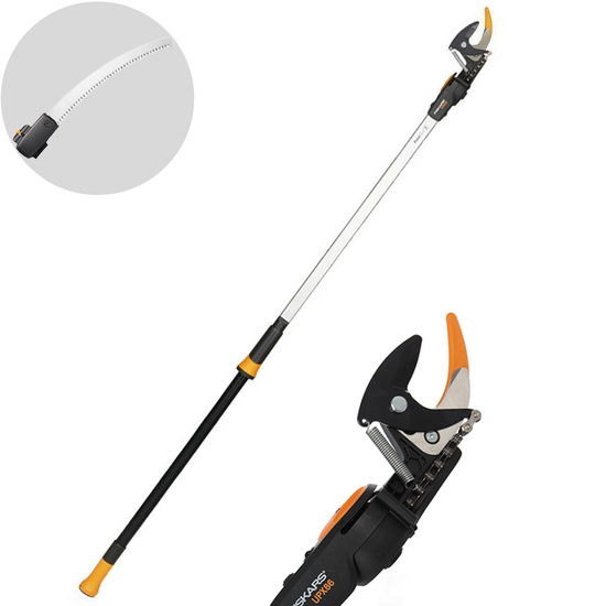 Fiskars UPX86 - Forbicione da potatura telescopico professionale - asta 240/400 cm + segaccio - Ø 32mm
