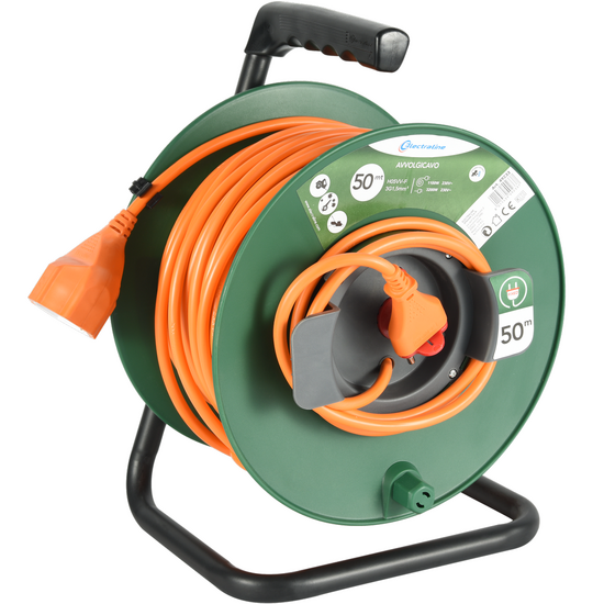 Electraline Avvolgicavo - 50m - Presa Universale Sezione 3 x 1,5 mm&sup2; (3 cavi con sezione 1,5mm&sup2;)