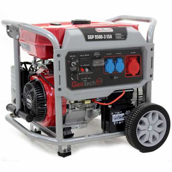 GeoTech Pro GGP 9500-3 ESA - Generatore di corrente carrellato con AVR avv. elettrico 7.8 kW - Continua 7.5 kW