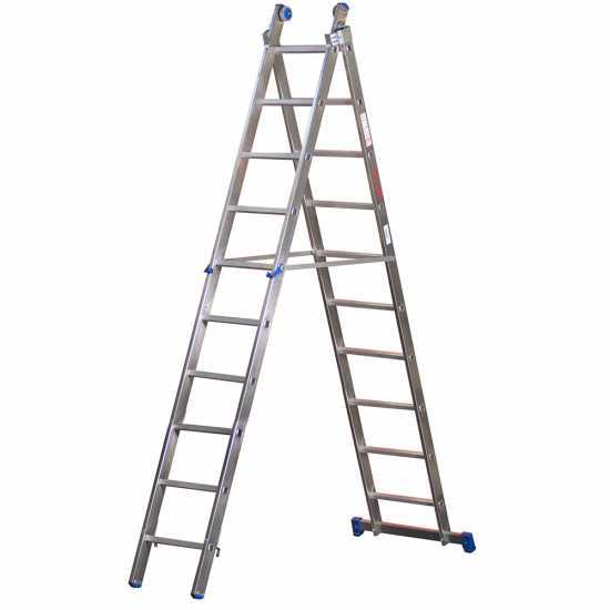 Marchetti Azzurra A2 A210, 2x10 gradini, 5.30 m - Scala in alluminio allungabile - Altezza stimata operativa 6.30 m